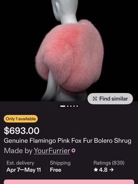 Saga Furs Flamingo Pink Fox Fur Shrug